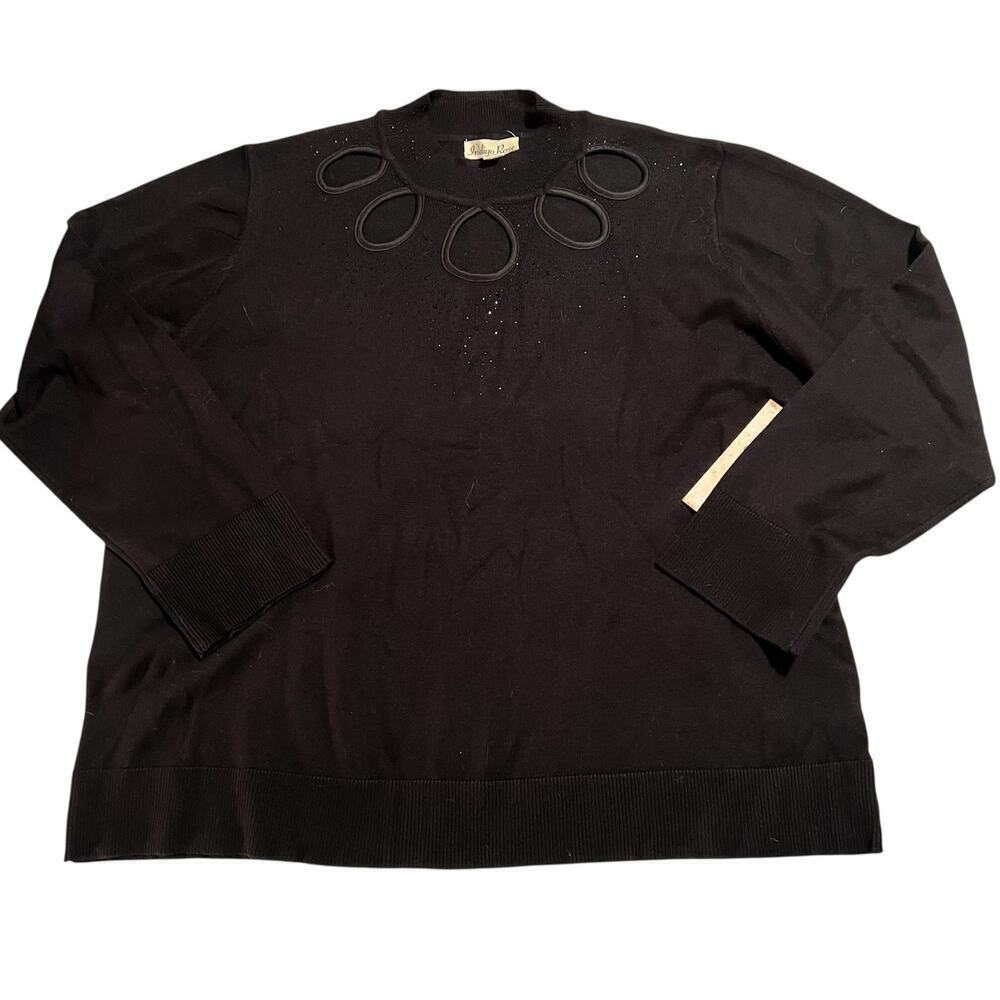 NWT INDIGO ROSE Black Long-Sleeved Cut Out Neckline Sweater Size 3X